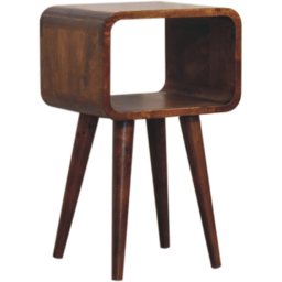 Artisan Furniture Chestnut Single Shelf Solid Wood Mini Curved Open Bedside Table - thumbnail 3