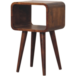 Artisan Furniture Chestnut Single Shelf Solid Wood Mini Curved Open Bedside Table - thumbnail 4