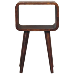 Artisan Furniture Chestnut Single Shelf Solid Wood Mini Curved Open Bedside Table - thumbnail 2