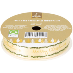 Pack of 3 Thin Sage Christmas Ribbons - Sage Green - thumbnail 4