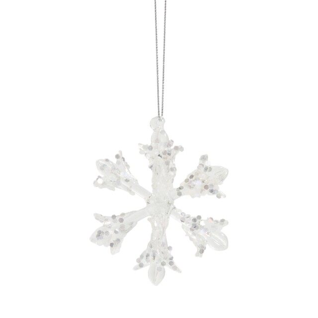 Glass 3D Snowflake Hanging Decoration Clear - image 1