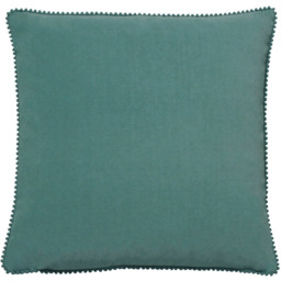 furn. Cosmo Blue Square Velvet Pom-Pom Cushion - thumbnail 1