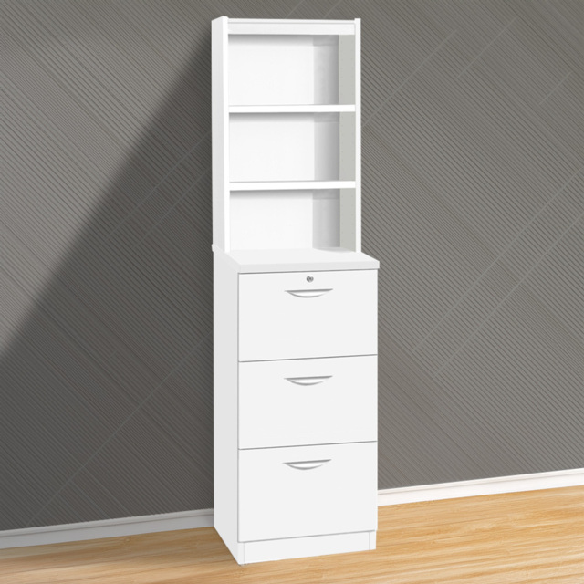 R White Cabinets White 3 Drawer 3 Shelf Filing Cabinet with Hutch - image 1
