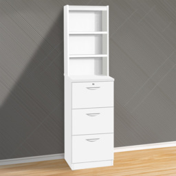 R White Cabinets White 3 Drawer 3 Shelf Filing Cabinet with Hutch - thumbnail 1