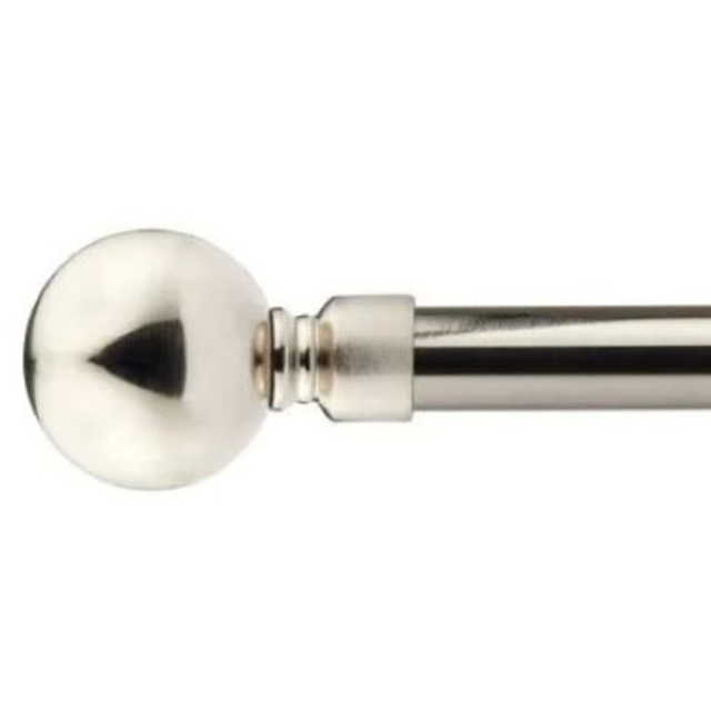 New Edge Blinds Sphere Brushed Silver Extendable Eyelet Metal Curtain Pole Set 160-300cm - image 1