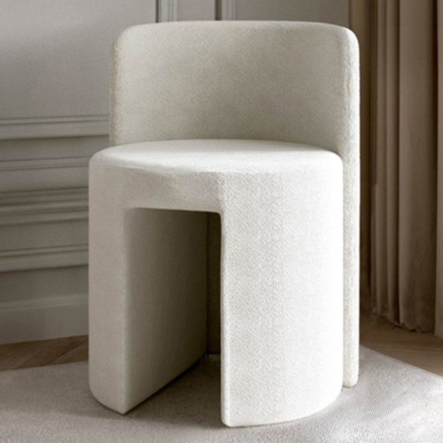 CARME Home Lottie Ivory Boucle Stool with Backrest - image 1