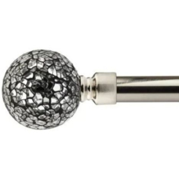 New Edge Blinds Mirrored Brushed Silver Extendable Eyelet Curtain Pole Set 160-300cm - thumbnail 1