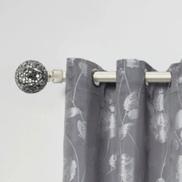 New Edge Blinds Mirrored Brushed Silver Extendable Eyelet Curtain Pole Set 160-300cm - thumbnail 2