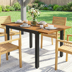 Outsunny Brown and Black 6 Seater 80-120cm Extendable Garden Dining Table - thumbnail 4