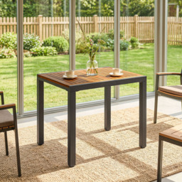 Outsunny Brown and Black 6 Seater 80-120cm Extendable Garden Dining Table - thumbnail 3
