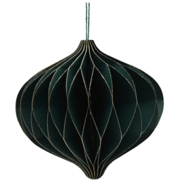 The Seasonal Gift Co Dark Green Paper Onion Shaped Bauble with Gold Edge 3 Pack - thumbnail 2