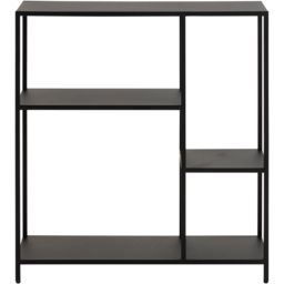 Florence Newcastle 4 Shelf Matt Black Asymmetrical Bookcase - thumbnail 3