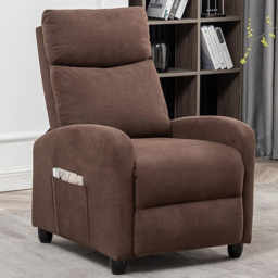Furniture One Brown Velvet Pushback Massage Armchair