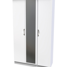 Crowndale Camden Ready Assembled 3 Door Gloss White Mirrored Wardrobe - thumbnail 2