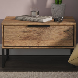 Crowndale Hong Kong Single Drawer Vintage Oak Wide Side Table Ready Assembled