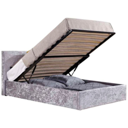 Berlin Single Steel Crushed Velvet Ottoman Bed - thumbnail 4