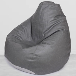Kaikoo Grey Faux Leather Tear Drop Bean Bag