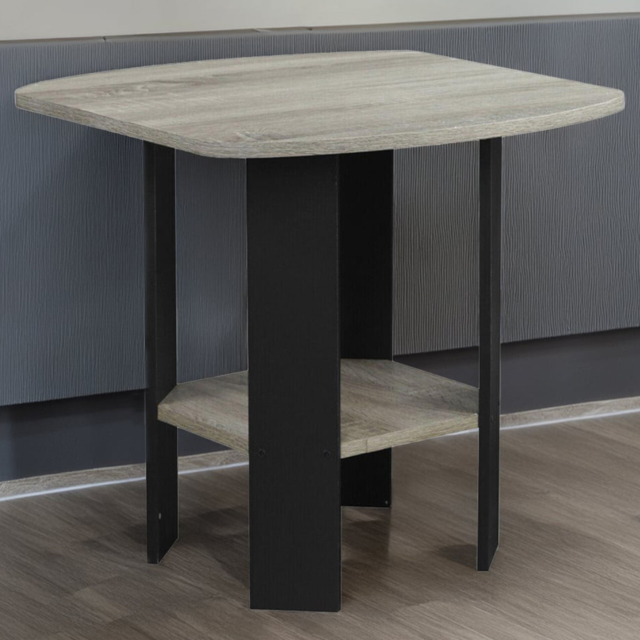 Walplus French Oak Grey and Black Simple Design Side Table - image 1