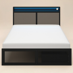 Flair Callan Black Small Double Metal Bed Frame with Storage and LED Headboard - thumbnail 3