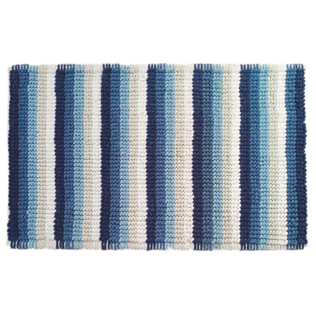 Blue Combo Loop Stripe Bath Mat 50 x 80cm
