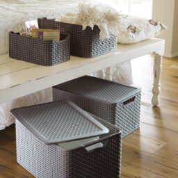 Curver Rattan Grey Storage Basket 18L - thumbnail 2