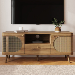 GFW Sorrel Oak 2 Door Single Drawer Single Shelf Rattan TV Unit