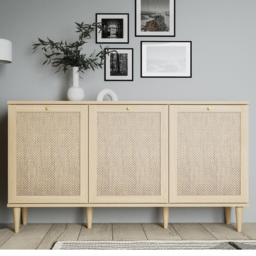 Florence Calasetta 3 Door Light Oak Rattan Sideboard - thumbnail 1