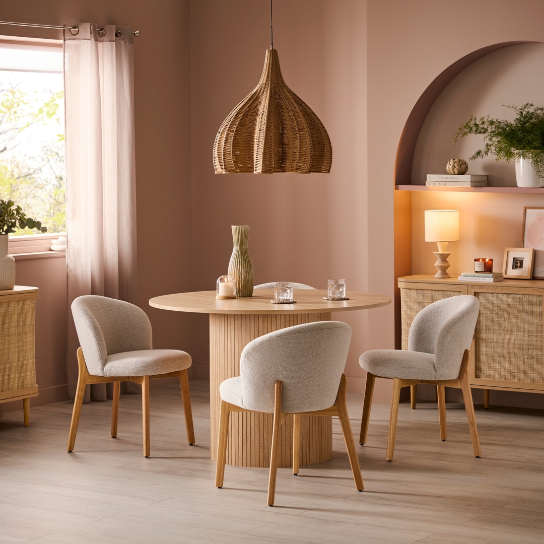 Batu Round Seater Slatted Dining Table by Homebase