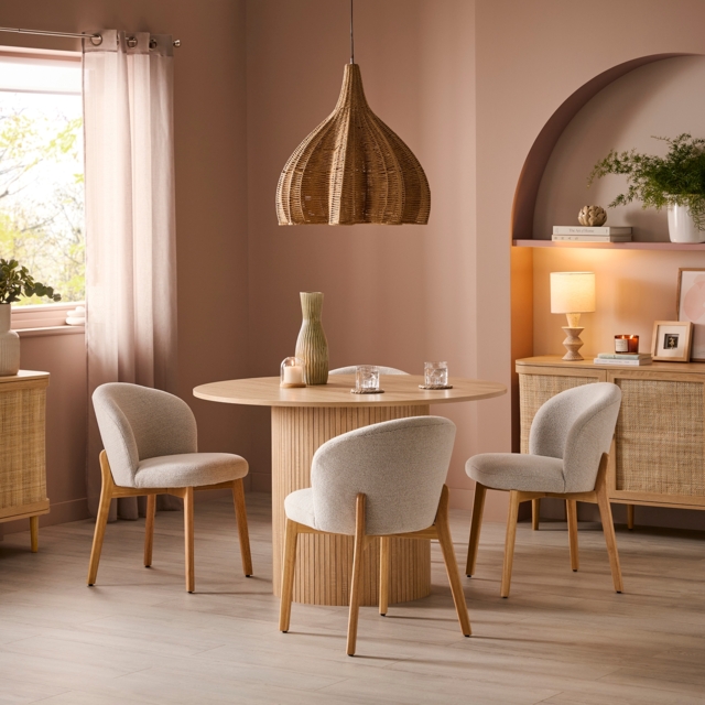Batu Round 4 Seater Slatted Dining Table