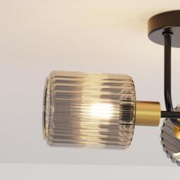 Roman 3 Arm Smoked Black Flush Fitting Ceiling Light - thumbnail 4