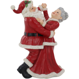Sleigh Bells Ring Red Dancing Mr and Mrs Claus Christmas Ornament 30cm - thumbnail 1