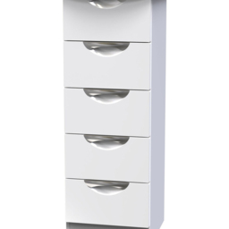 Crowndale Camden 5 Drawer White Gloss Bedside Storage Cabinet - thumbnail 2