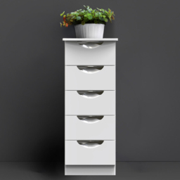 Crowndale Camden 5 Drawer White Gloss Bedside Storage Cabinet - thumbnail 1