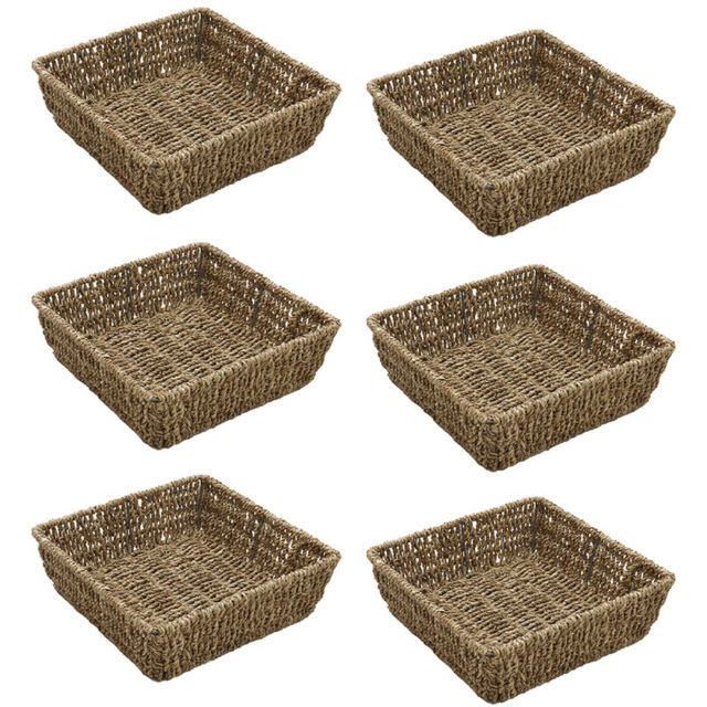 JVL Seagrass Square Storage Tray 6 Pack - image 1