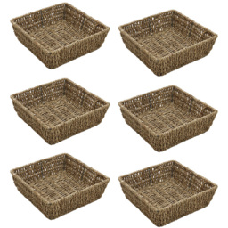 JVL Seagrass Square Storage Tray 6 Pack - thumbnail 1