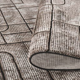 Desire Rugs Belgravia Metallic Sheen Modern Cobble Design Mocha Rug 120 x 170cm - thumbnail 4