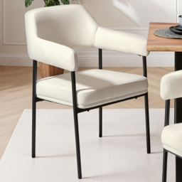 tectake Doe White Velvet Fabric Armchair Set of 6