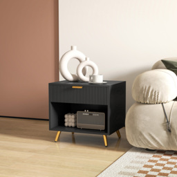 Portland Single Drawer Black Bedside Table - thumbnail 4