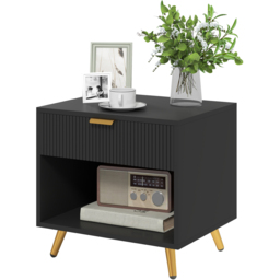 Portland Single Drawer Black Bedside Table - thumbnail 2