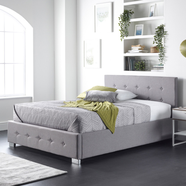 Aspire King Size Grey Linen Side Opening Ottoman Storage - image 1