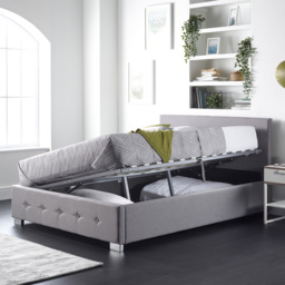 Aspire King Size Grey Linen Side Opening Ottoman Storage - thumbnail 3