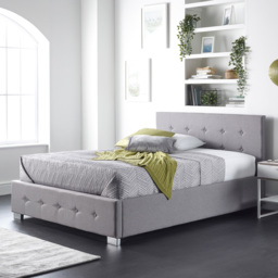 Aspire King Size Grey Linen Side Opening Ottoman Storage