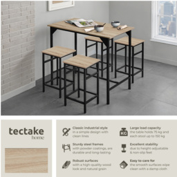 Tectake Edinburgh 4 Seater Bar Table Set Sonoma Oak - thumbnail 3