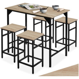 Tectake Edinburgh 4 Seater Bar Table Set Sonoma Oak - thumbnail 2