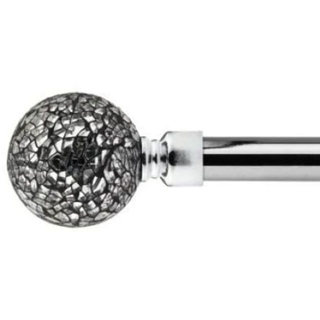 New Edge Blinds Mirrored Chrome Extendable Eyelet Metal Curtain Pole Set 160-300cm - image 1