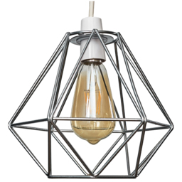 ValueLights Diablo Metallic Silver Industrial Wire Frame Pendant Shade