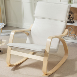 Portland Cream White Rocking Chair with High Back