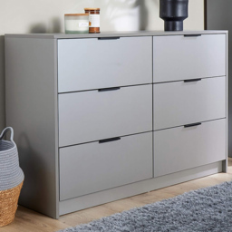 Home Source Phoenix Grey 6 Drawer Chest of Drawers - thumbnail 1