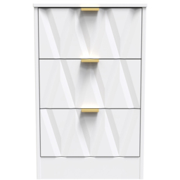 Crowndale Las Vegas 3 Drawer White Matt Bedside Table Ready Assembled - thumbnail 3