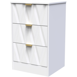 Crowndale Las Vegas 3 Drawer White Matt Bedside Table Ready Assembled - thumbnail 2